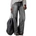 In-stock Vintage Distressed Mid-rise Jeans Women, Foreign Trade Straight Wide-leg Pants, Slightly Flared_mkmklike.com