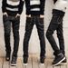 Men's Clothing Jeans Men's Spring And Autumn Trendy Brand Elastic Slim Fit Slim Feet 2022 Men's Black Trendy Autumn Long Pants Men_mkmklike.com