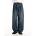Retro Style Men's Straight Leg Wide Leg Jeans Washed Distressed American High Street Trendy Versatile Casual Long Pants_mkmklike.com