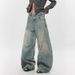 Ripped Jeans Men's Loose Straight Machete Wide Legs American High Street Design Pants Trendy Brand Ruffian Handsome_mkmklike.com