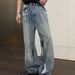 Men's Distressed Washed Jeans – Oversized Straight Leg Trousers, Streetwear & Vintage Aesthetic_mkmklike.com