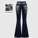 Popular European And American Cross-border Foreign Trade Women's Clothing: Dark-washed Pocket Embroidered Rhinestone_mkmklike.com