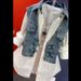 Fashionable Denim Shirt For Women - Casual Two-Tone Stripe Design With Polo Collar, Long Sleeve & Versatile Styling_mkmklike.com