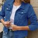 Women's Denim Jacket With Turn-Down Collar & Front Pockets, Slim Fit Short Casual Coat, Streetwear Fashion For All Sizes_mkmklike.com