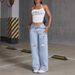 Women's High Street Ripped Straight Leg Jeans - Loose Fit Vintage Washed Denim Pants For Casual & Everyday Wear_mkmklike.com