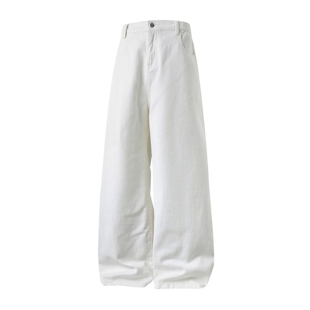 Men's American Retro Oversized Jeans High Street Style Washed Distressed Straight Leg Loose Fitting Long Pants For Autumn_mkmklike.com
