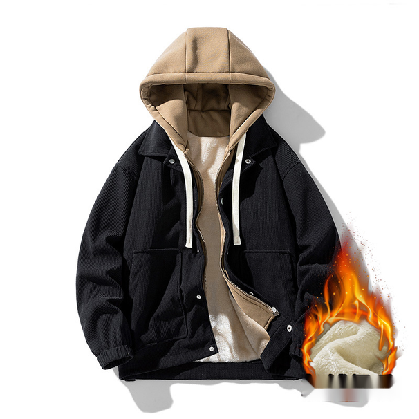 Corduroy Baseball Autumn And Winter Loose Fit With Thick Velvet Casual Collar Jacket, Men's Clothing_mkmklike.com