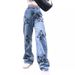 Women's Clothing supply printed slim simple jeans for women_mkmklike.com