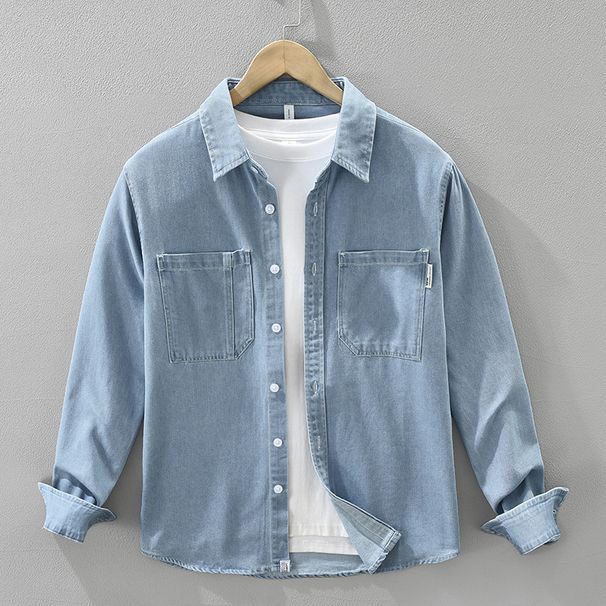 Retro Denim Long Sleeved Shirt, New Fashionable And Versatile, Artistic And Casual Loose Top, Men's Clothing_mkmklike.com