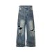 Ausgefranste, Beschädigte Loch-Baggy-Jeans Mit Weitem Bein Für Männer Und Frauen, Streetwear, Lässige Ropa Hombre-Denim-Hose, Übergroße Cargohose_mkmklike.com