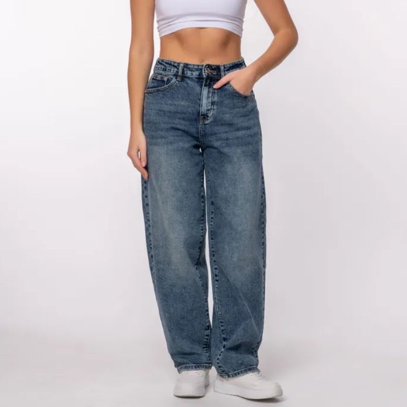 Classic Washed Blue Women's Jeans - Mid-Rise, Relaxed Fit, Cotton Blend (25-32 Size Range)_mkmklike.com