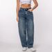 Classic Washed Blue Women's Jeans - Mid-Rise, Relaxed Fit, Cotton Blend (25-32 Size Range)_mkmklike.com