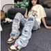 Women's Clothing Retro Destruction Scratched Horizontal Washing Old Fashion Brand Beggar Hiphop Slim Stretch Denim Trousers_mkmklike.com