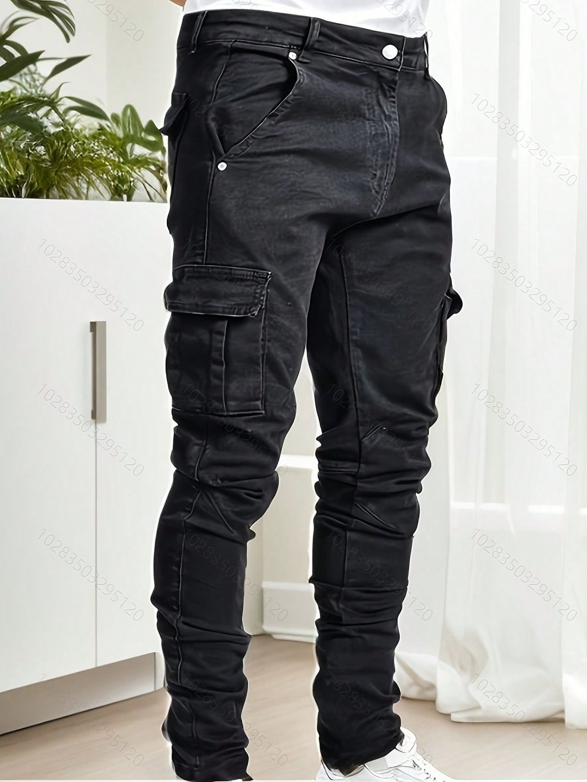 Men's Trendy Slim Fit Jeans European American Style Work Pants Skinny Pocket Fashion Jogger_mkmklike.com