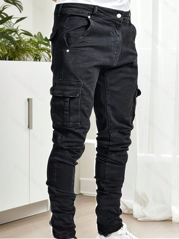 Men's Trendy Slim Fit Jeans European American Style Work Pants Skinny Pocket Fashion Jogger_mkmklike.com