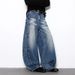 Retro Whiskered Washed Scimitar Jeans Men's And Women's Wide Leg Sickle Style Midweight Cotton Denim Trousers Black Blue_mkmklike.com