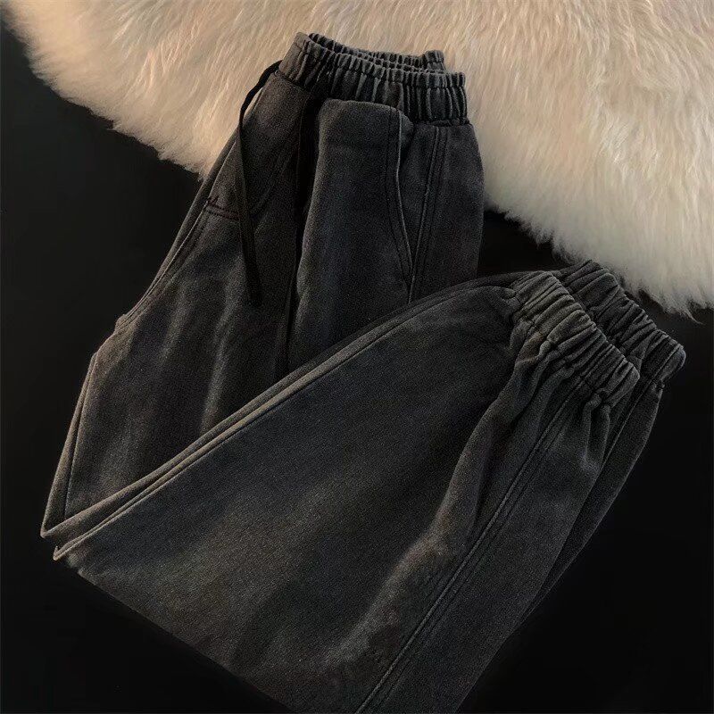 Men's Casual Elastic Waist Jeans Plus Size Tapered Knee Harem Pants Trendy Comfortable Fit Denim_mkmklike.com