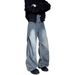 Men's Clothing Spring And Autumn Pleated Jeans Men's Distressed Straight Leg Jeans - Vintage Washed Denim Pants For Casual Streetwear & Youth Fashion_mkmklike.com