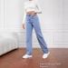 Casual Trendy Fashion Stretch Washed Denim Jeans For Women, Loose Straight-leg Pants_mkmklike.com