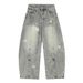 Punk Washed Vintage Denim Scimitar Street Style Men's Starry Sky Niche Design Loose Wide-Leg Long Pants_mkmklike.com