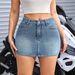Women's Clothing Style Ladies Retro Distressed Versatile Street Denim Skirt Jeans_mkmklike.com
