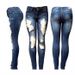Women's Mid-Waist Distressed Jeans European American Style Denim Clothing FPopular New Arrivals_mkmklike.com