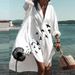 Women's Clothing Cotton Liner Loose Polo Long Sleeve Bohemian Print Dress_mkmklike.com