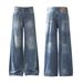 Men's Clothing New Retro Washed Sprayed Monkey Flared Jeans Men And Women Loose Straight Pants_mkmklike.com