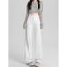 Women's White Slim Fit Straight Leg Jeans Loose Fit Flattering Drape Bestseller for Spring And Autumn_mkmklike.com