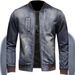 Venom Men's 2024 Autumn New Vintage Denim Coat European And American Motorcycle Jacket With Warm Stand-up Collar_mkmklike.com