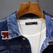 Men's Plus-Size Denim Jacket - Streetwear Blue Cotton Overshirt With Badge Details & Adjustable Fit (M-5XL)_mkmklike.com