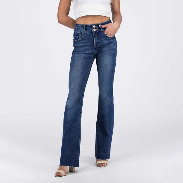 Women's Clothing High Waist Straight Leg Double Button Jeans - Classic Blue, Dark Blue & Black - Stretch Denim Comfort Fit (XS-3XL)_mkmklike.com