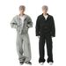 Men's Clothing Street Jacket Fashionable Wide Leg Scimitar Pants Workwear Denim Suit_mkmklike.com