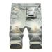 Cross-border Foreign Trade European And American Tide Brand Locomotive Pleated Straight Denim Shorts Men's Pocket Zipper Five-point Pants BIKER_mkmklike.com