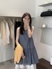 ELLE Korean Style New French Polka Dot Denim Layered Vest Dress For Women_mkmklike.com