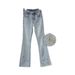 Women's Sparkly Light Blue High Waisted Jeans – Stretchy Slim Fit With Slight Flare, Heavy Duty Denim For Spring & Autumn_mkmklike.com