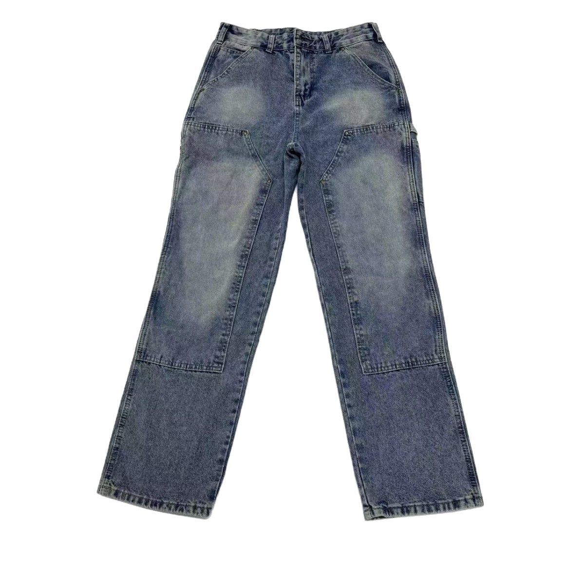 Men's & Women's Distressed Straight-Leg Workwear Jeans | Vintage Washed Utility Pants | Multi-Pocket Carpenter Denim | Relaxed Fit | S/M/L/XL_mkmklike.com