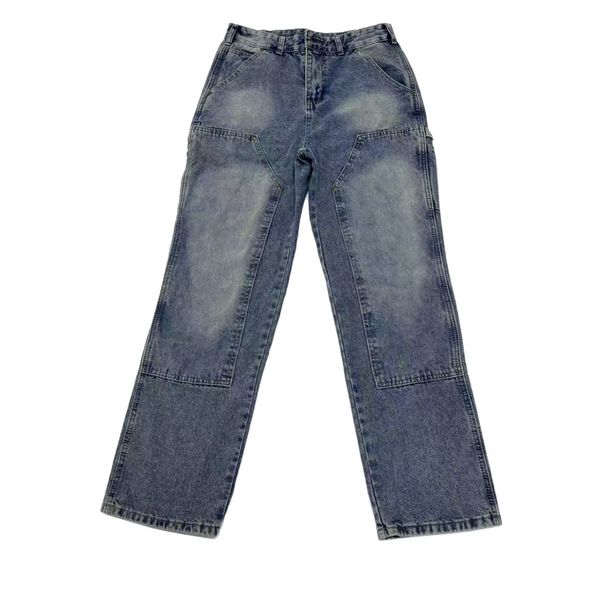 Men's & Women's Distressed Straight-Leg Workwear Jeans | Vintage Washed Utility Pants | Multi-Pocket Carpenter Denim | Relaxed Fit | S/M/L/XL_mkmklike.com