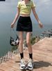 K New Denim Short Skirt With High Waist For Slimming, Spicy Girl With Hip Hugging Half Body Skirt_mkmklike.com