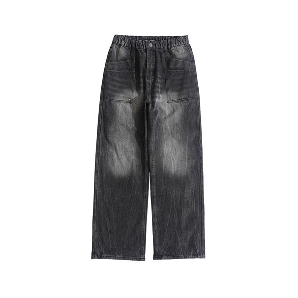 Men's Clothing Retro High Street Jeans For Men And Women Washed And Distressed Loose Wide Leg Straight Leg High Street Pants_mkmklike.com