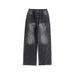 Men's Clothing Retro High Street Jeans For Men And Women Washed And Distressed Loose Wide Leg Straight Leg High Street Pants_mkmklike.com
