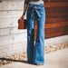 Women's Clothing Versatile Fashion Simple Ripped Ladies Wide Leg Pants_mkmklike.com