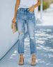 Women's fashion trend Ripped jeans Women's trousers blue_mkmklike.com