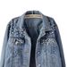Women's Clothing Plus-Size Embellished Denim Jacket – Oversized Fit With Rhinestone Details (7 Sizes, Black/Light Blue/Cream)_mkmklike.com