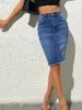 K New Elastic High Waist Grinding Edge Half Body Skirt Cowboy Bag Hip Skirt_mkmklike.com