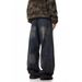 Nordmann American High Street Vibe Washed Retro Scimitar Jeans For Men With Unique Design, Loose Banana Wide-Leg Sickle Pants_mkmklike.com