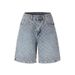 Men's Summer Trendy Loose Jacquard Denim Shorts American Style Washed Retro Distressed Five Point Pants_mkmklike.com