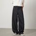 Men's Raw Denim Retro Black Jeans Straight Leg Loose Fit Casual Long Pants Textured Handmade Triangular Needle Embroidery Spring Style_mkmklike.com