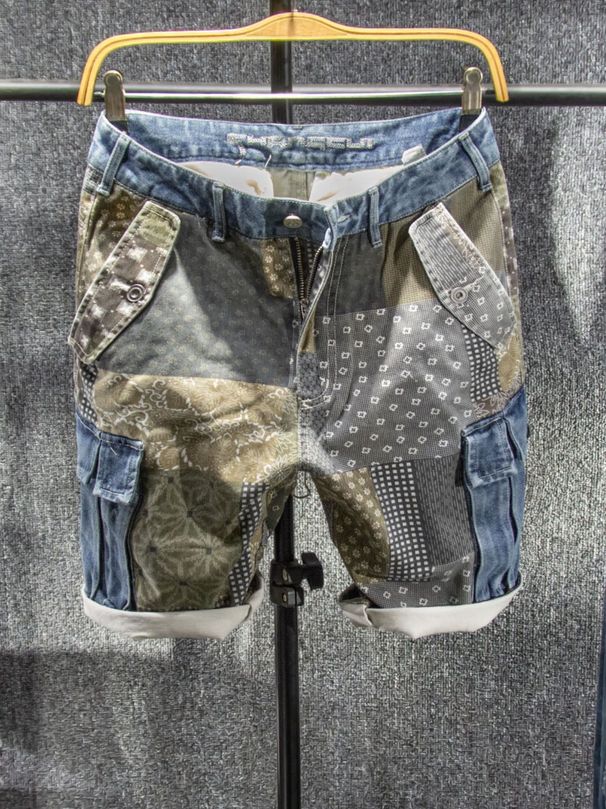 Men's Summer Cargo Denim Shorts Thin Patchwork Print Five Point Pants Casual Loose mid Length_mkmklike.com