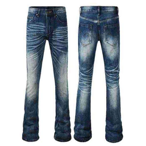 Men's Vintage Washed Straight-Leg Jeans – Classic Denim Pants For Teens & Young Adults (28-34 Waist) – Distressed & Faded Blue (Non-Stretch)_mkmklike.com